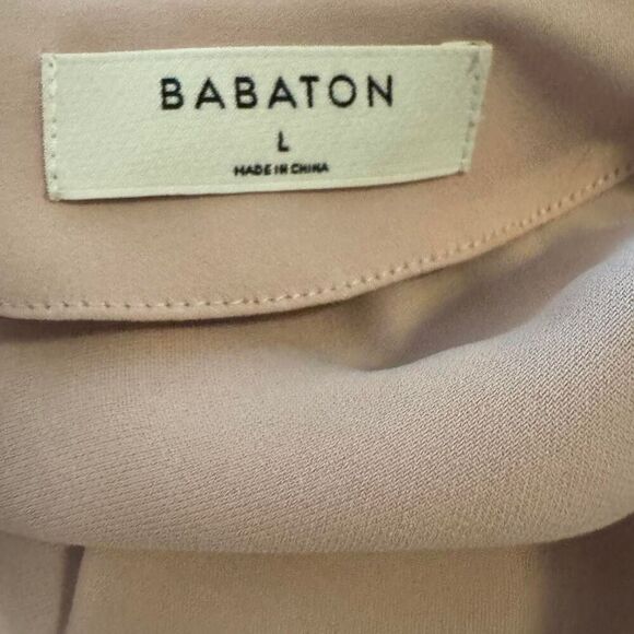 Aritzia Babaton Camille Day Dress Long Sleeve Light Pink Button Front Mini Sz L - Picture 6 of 8